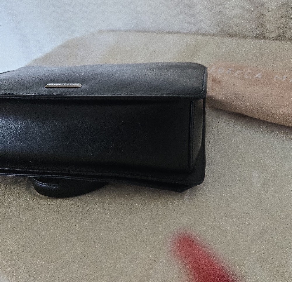 NWT Rebecca Minkoff Black Quilted Leather Crossbody with Silver Chain - Picture 5 of 9
